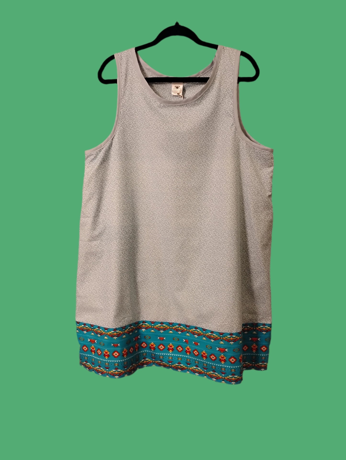 Sleeveless Summer Dress, with a Southwestern border and Pockets