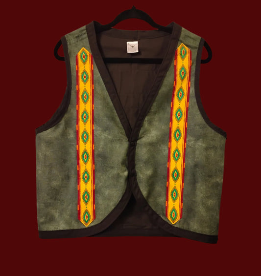 Unisex Vest Southwestern Style (Grn/Blk)