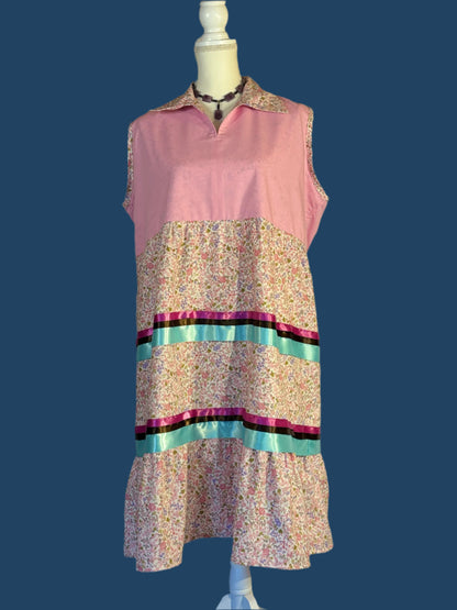 Sleeveless Summer Dress, Two-Tone